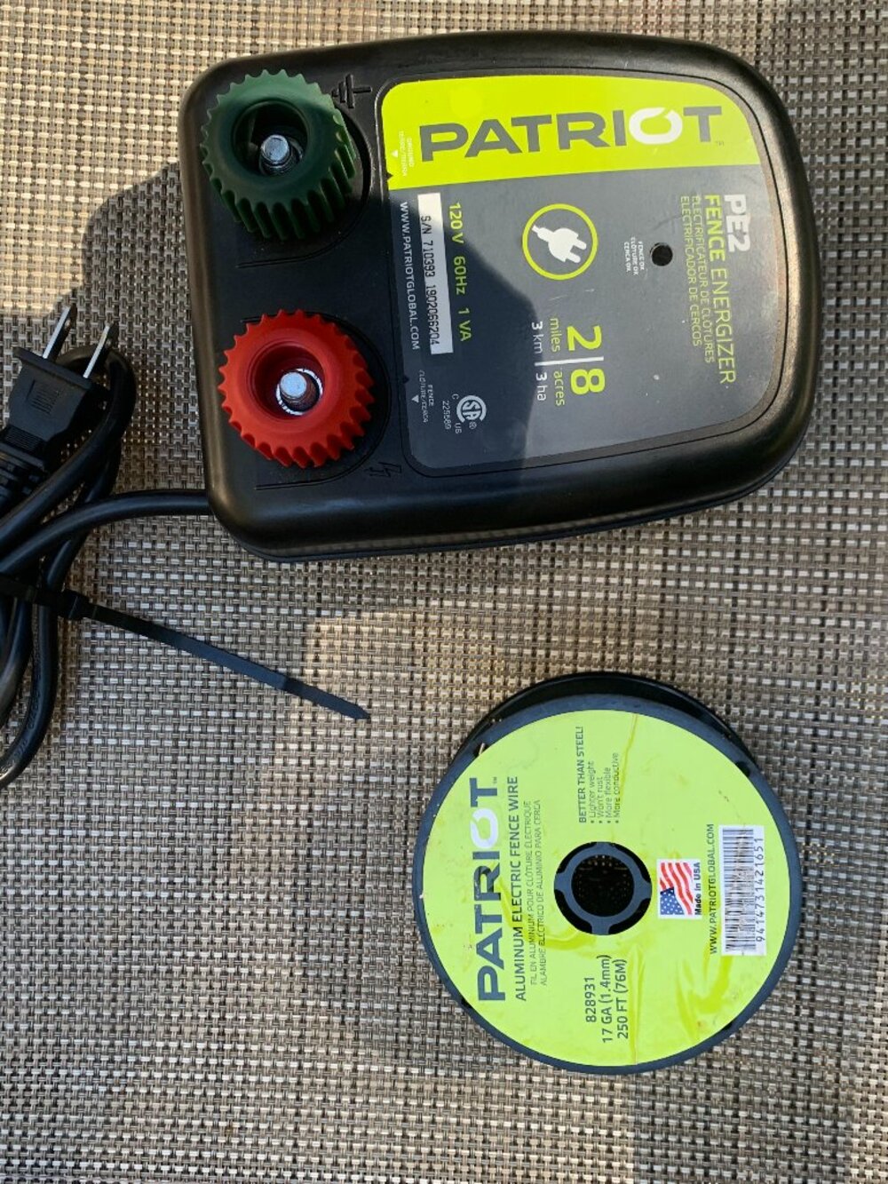 Patriot PE2 Fence Energizer plus 250 ft. of Patriot Aluminum Electric Fence Wire
